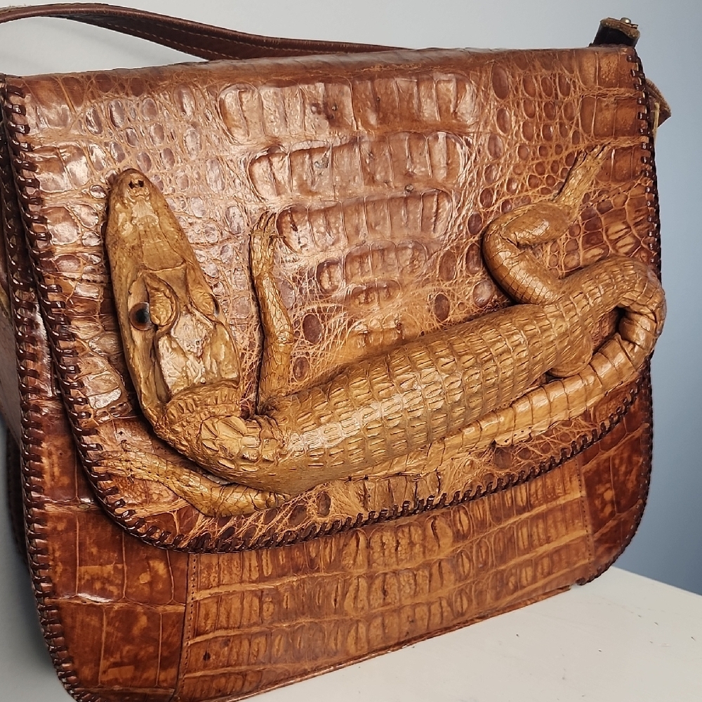 Baby Alligator Shoulder Bag Purse - Picture 8 of 15